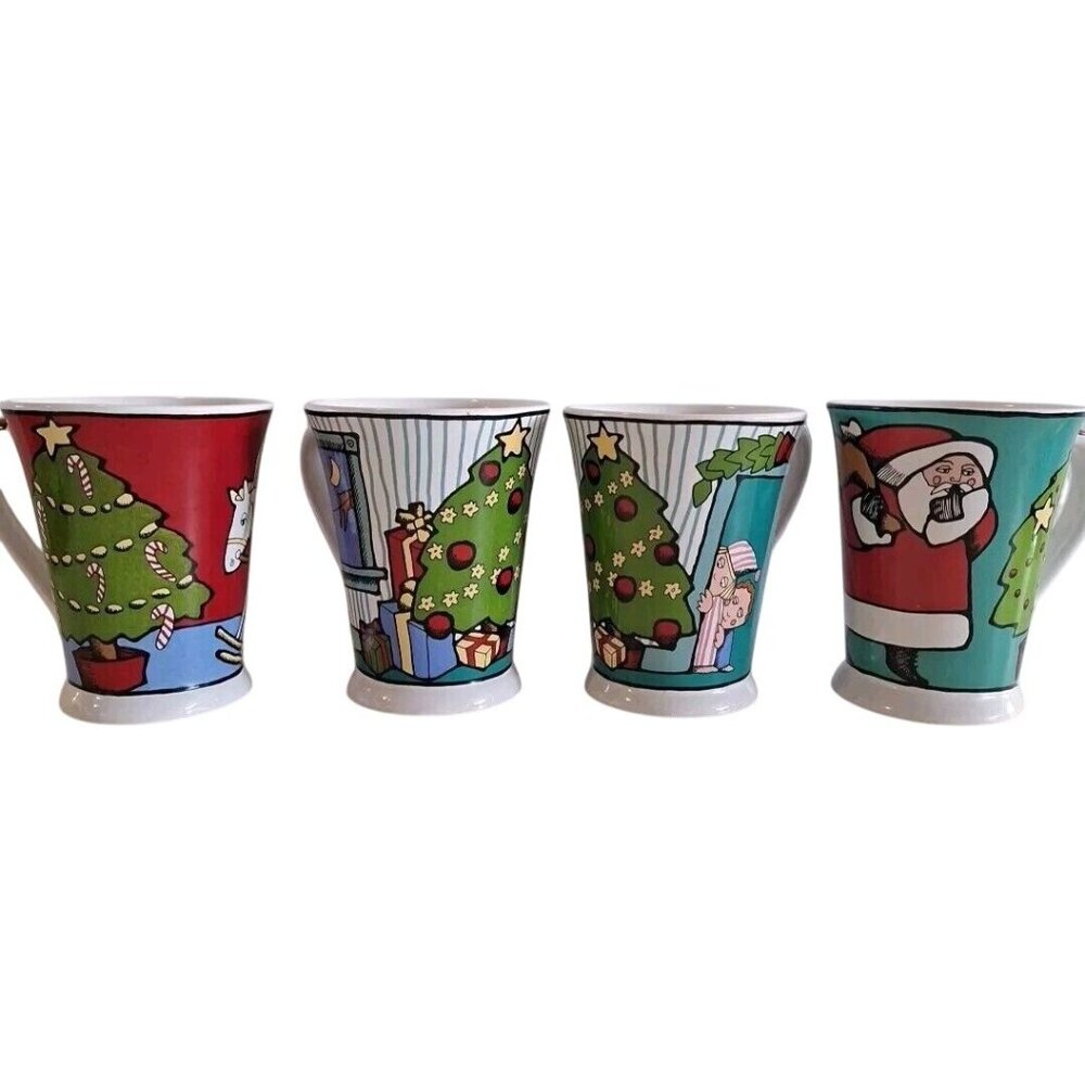 Ursula’s Christmas Signature 4 Mugs Holiday Ceramic Cups Dodge